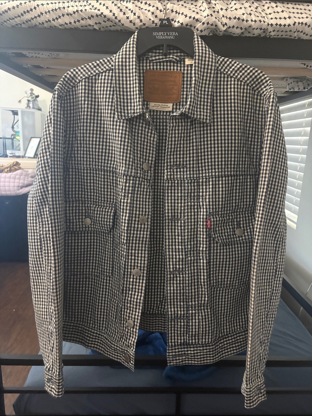 Levi's Blue & White Gingham Trucker Jacket